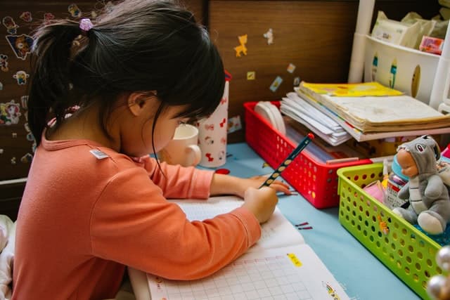 Child completing an activity