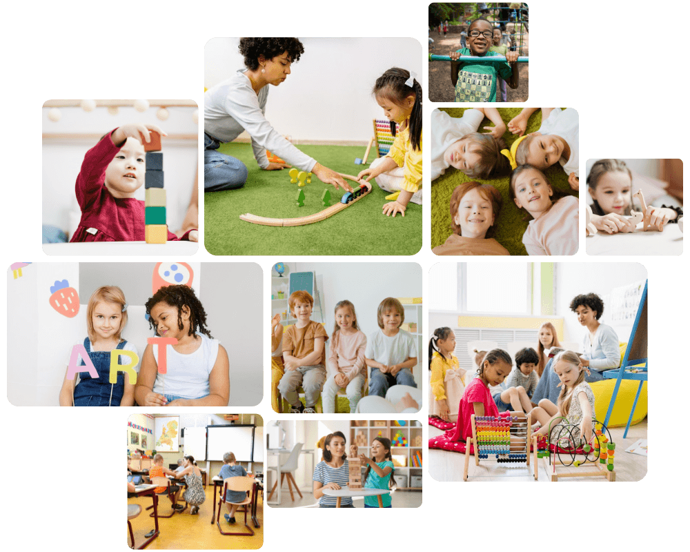 Collage of children's play and learning activities
